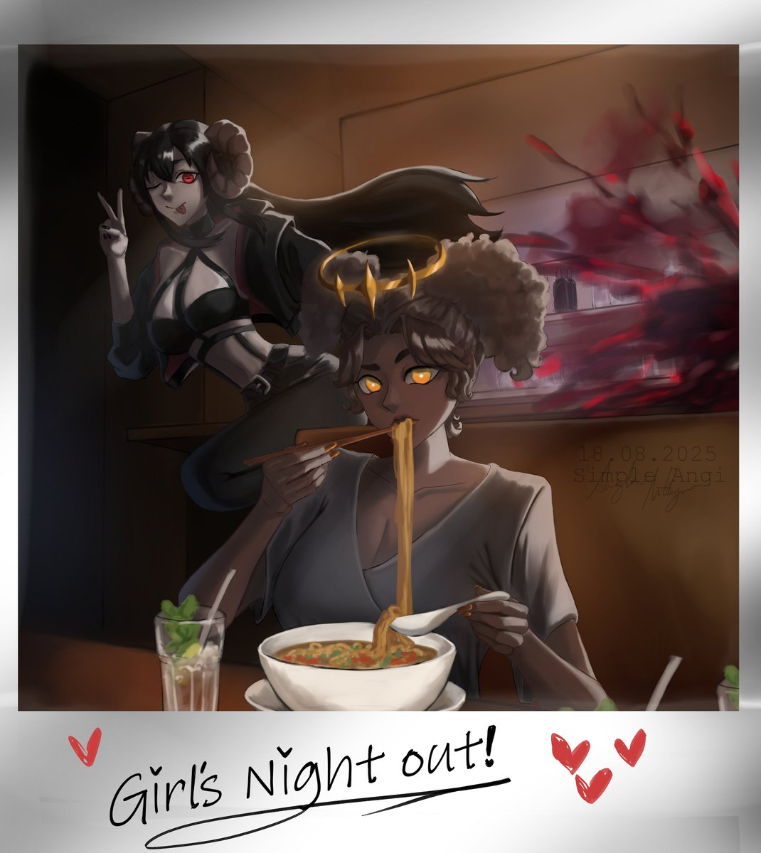Simple_Angi's tweet photo. GIrl's night out! 🍜

______________________
#drawing #digitalart #art #ocart https://t.co/zx68Xxo1kQ