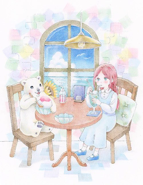 夏のひととき #色鉛筆イラスト