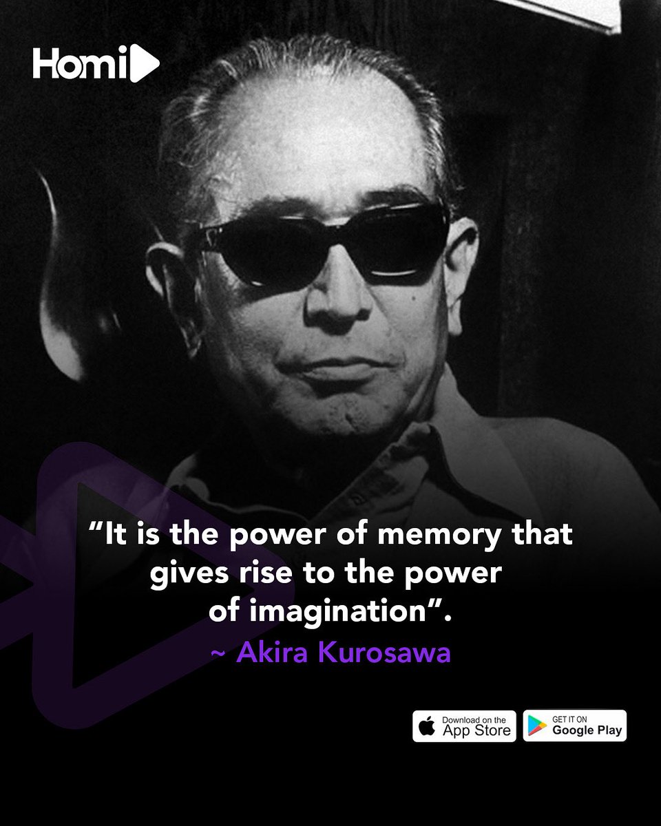HomiTv_'s tweet image. Monday Motivation 💪🏽

Akira Kurosawa (1910-1998) was a legendary Japanese film director, producer, screenwriter, and editor widely regarded as one of the most influential filmmakers in cinematic history.  

#HomiTv