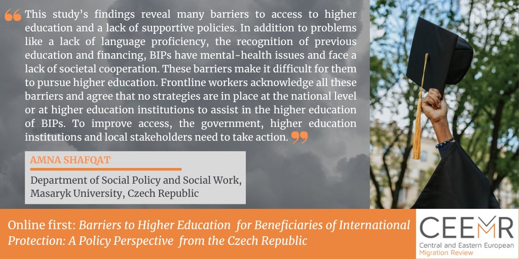 Amna Shafqat: the access to higher education for refugees is constrained by lack of contacts and integrative activities with society in #Czechia while the state has no measures, schemes or strategies to support the asylum beneficiaries in that matter. Link bit.ly/4lgLpwG