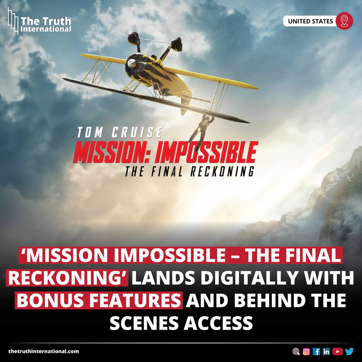 ttimagazine's tweet image. ‘Mission: Impossible – The Final Reckoning’ Lands Digitally with Bonus Features and Behind-the-Scenes Access

For More Details: thetruthinternational.com/mission-imposs…

#Entertainment #MissionImpossible #Lands #Digitally #Features #BTS #Access #TomCruise #Hollywood #Movies #SpyMission #Spying