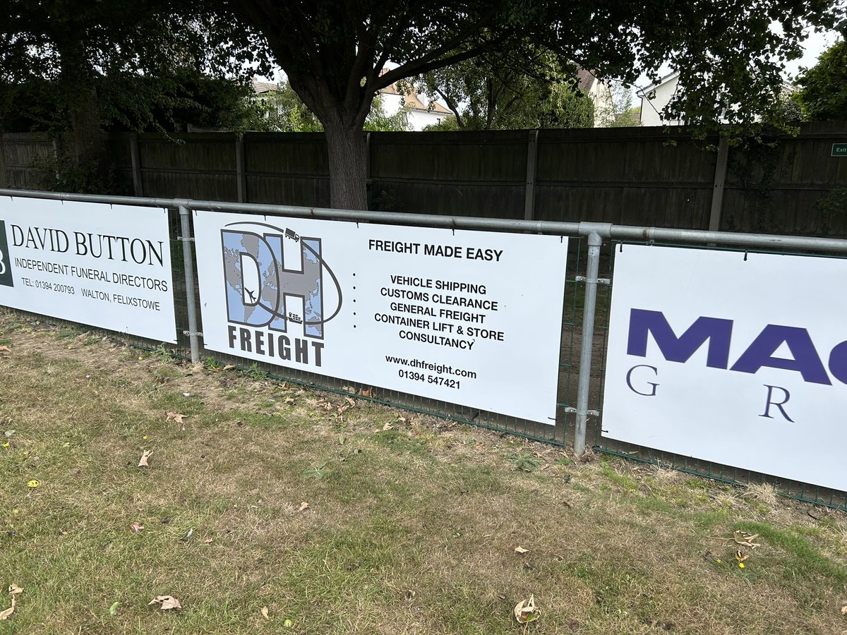 Several more advertising boards installed at the Martello Ground ahead of tomorrow’s Emirates FA Cup replay.
🤝 Our grateful thanks to:
1st Containers 
Connor Carriers
Richardson Builders
Port Side Solutions 
David Button Funeral Director 
TES
DH Freight 
Aquabridge Law

Just a