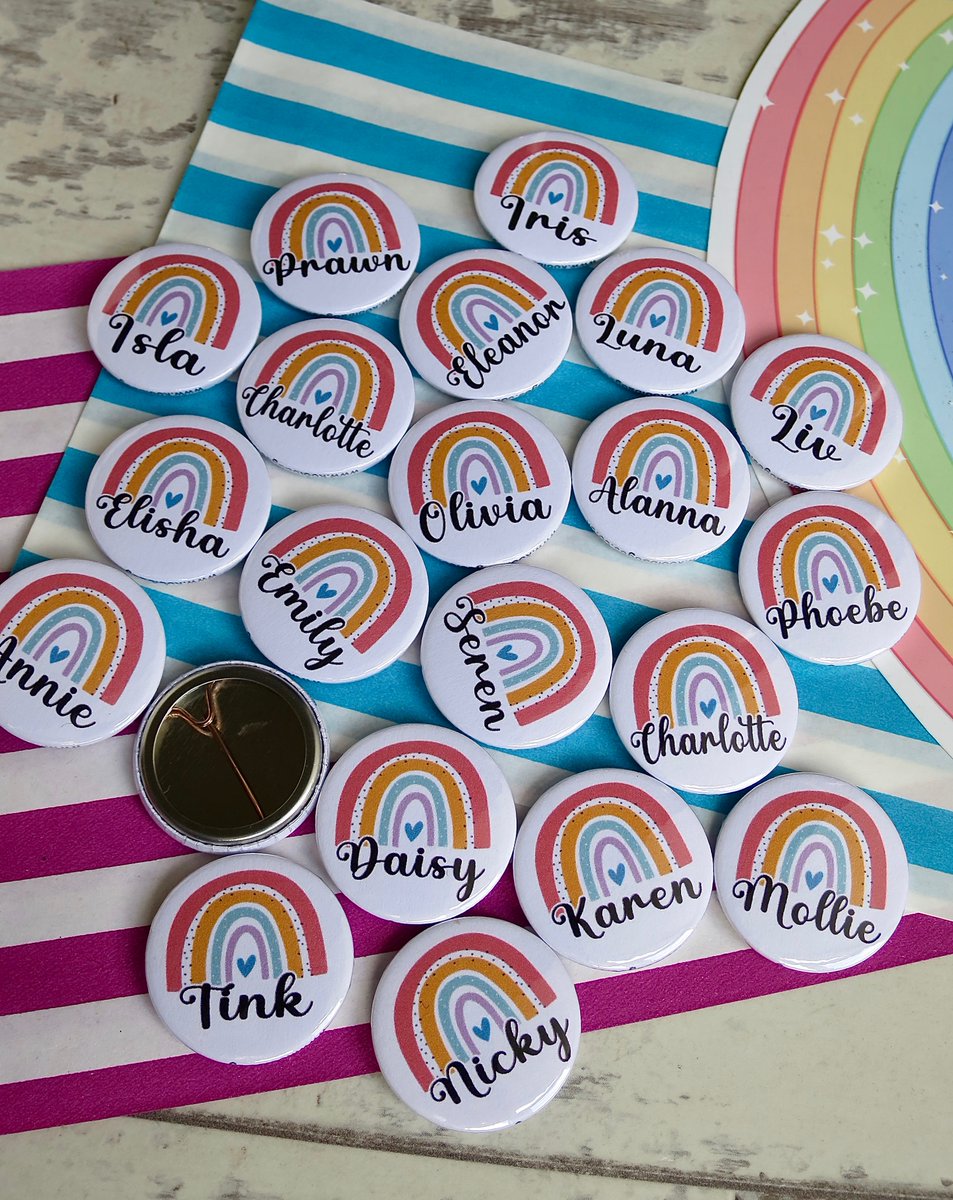 We have a huge selection of name badges that you can personalise. They are fun for parties, events and trips. All badges are 85p each and handmade by us (Vicki &amp; John) in Cornwall koolbadges.co.uk/index.php?main… #customname #namebadges #badges #personalised #koolbadges #handmade