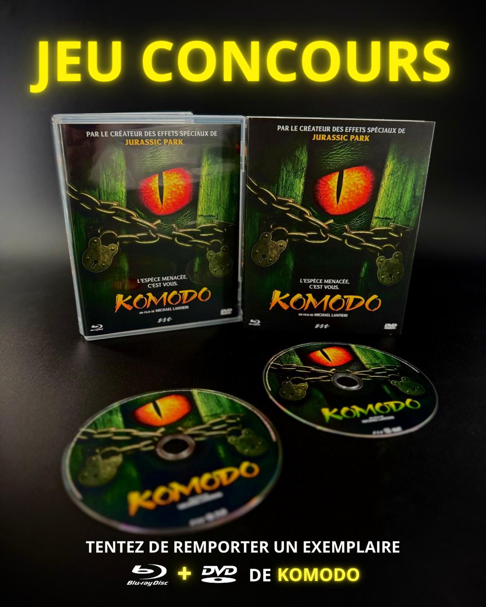 [JEU CONCOURS] - KOMODO - COMBO DVD + BD

🦎 On vous fait gagner 1 exemplaire de l'édition limitée de KOMODO !

Pour participer :

❤️ Likez ce post 

🚨 Abonnez vous à @escfilms__

🍿 identifier la personne avec qui vous allez regarder le film !

Résultats le 27/08 !

#KOMODO