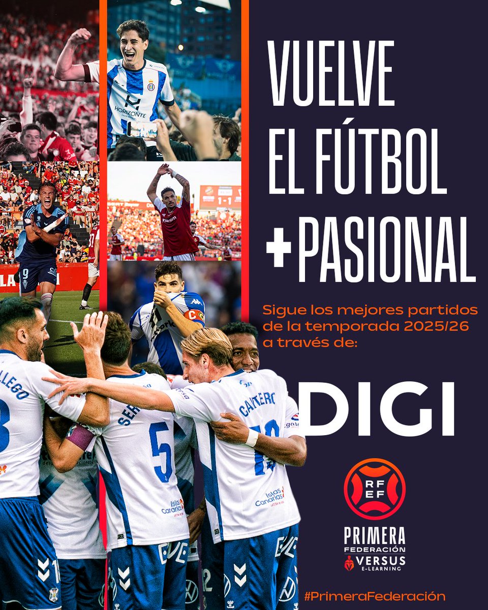 Primera Federación Versus e-Learning (@primera_rfef) on Twitter photo 🤝 <a href="/digimobil_es/">DIGI España</a> se suma a la oferta televisiva de #PrimeraFederación.
📺 𝗗𝗶𝗲𝘇 𝗽𝗮𝗿𝘁𝗶𝗱𝗼𝘀 en directo cada jornada.
ℹ️ rfef.es/es/noticias/di…
#VersusELearning 🤝 <a href="/digimobil_es/">DIGI España</a> se suma a la oferta televisiva de #PrimeraFederación.
📺 𝗗𝗶𝗲𝘇 𝗽𝗮𝗿𝘁𝗶𝗱𝗼𝘀 en directo cada jornada.
ℹ️ rfef.es/es/noticias/di…
#VersusELearning