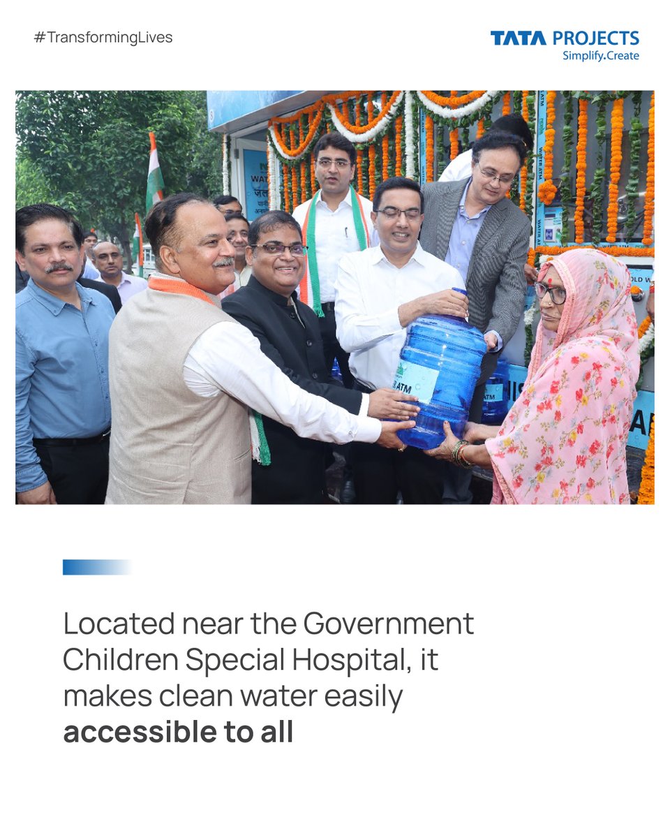 Tata Projects with Noida Smart Lighting Project installed the 8th Water ATM in Nithari. Inaugurated by Noida officials, it ensures safe drinking water and supports healthier communities.

#Tataprojects #ThisIsTata #BuildingNation #TransformingLives