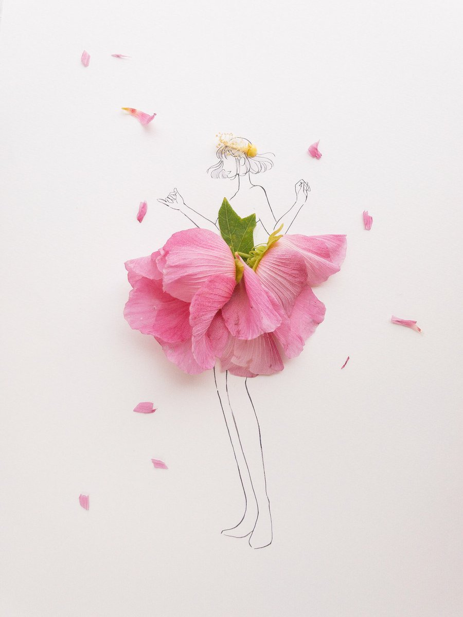 「オハヨー」|はな言葉🌷葉菜桜花子🌷新作ドレスできましたのイラスト