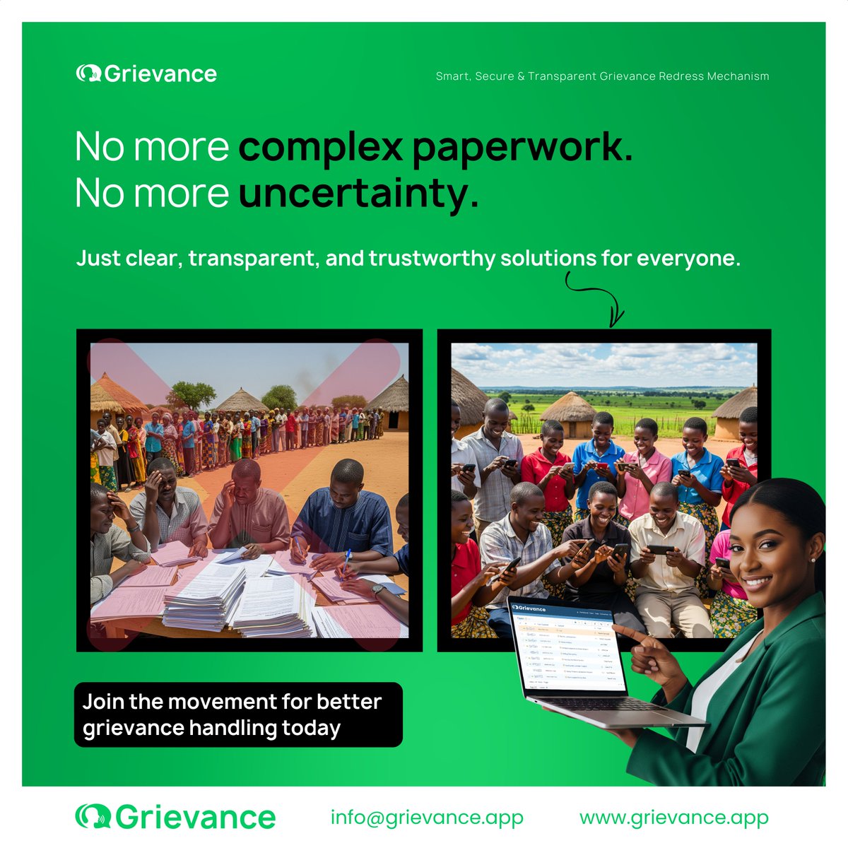 Grievance App (@grievance_app) on Twitter photo Goodbye paperwork. Hello transparency.
Grievance handling made simple.
No more complex paperwork. No more uncertainty.
With <a href="/Grievance_App/">Grievance App</a> :
✔️ Faster
✔️ Smarter
✔️ More transparent
Empower your organization today: grievance.app
#GrievanceManagement #Innovation #GRM Goodbye paperwork. Hello transparency.
Grievance handling made simple.
No more complex paperwork. No more uncertainty.
With <a href="/Grievance_App/">Grievance App</a> :
✔️ Faster
✔️ Smarter
✔️ More transparent
Empower your organization today: grievance.app
#GrievanceManagement #Innovation #GRM