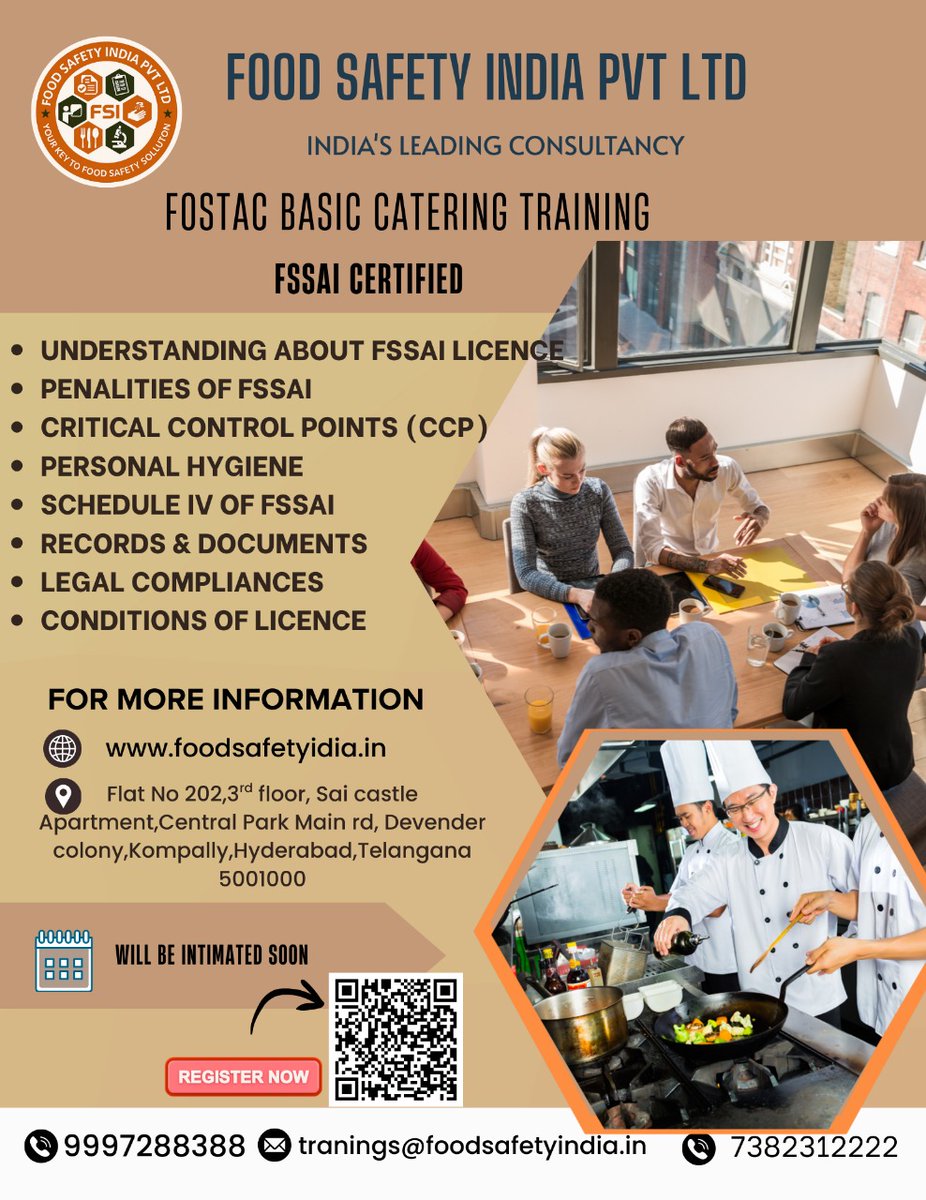 FoodSafety14991's tweet photo. 📢Basic FoSTaC Training- Catering 🍽
Empowering food handlers with essential knowledge in food safety and hygiene 🧼🧑‍🍳
#fostac #foodsafety #fssai #CateringTraining #safefood #HygieneMatters #foodsafetyindia #digitalindia #HospitalityTraining #kitchenhygiene #foodhandler https://t.co/IUYx1c4k7x
