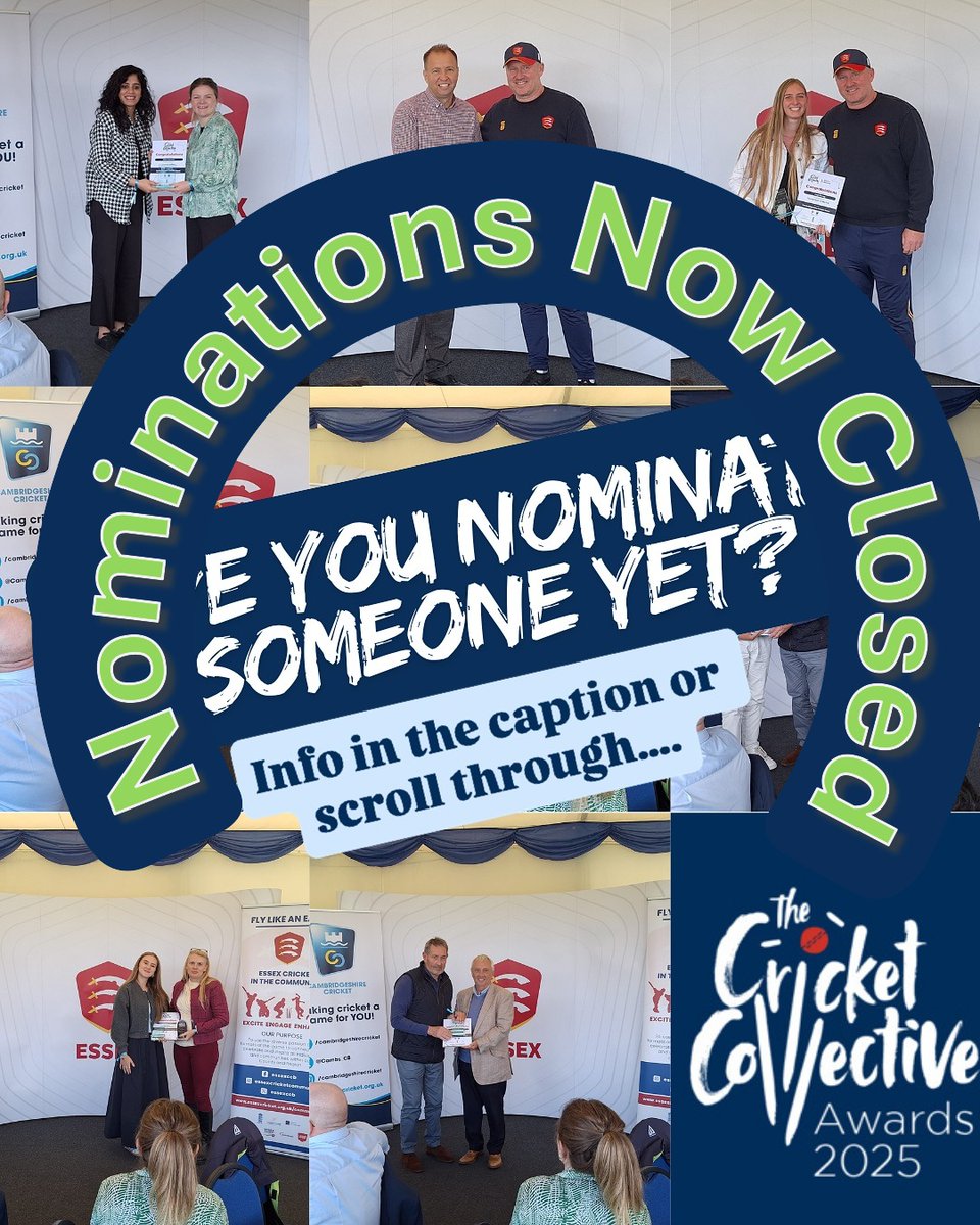 The deadline has passed and we received a massive 112 nominations for the Cricket Collective Awards 2025.
Strong and heartfelt nominations have been received and the judging panel will have a tough job!  If you took the time to nominate special someone "Thank You!"