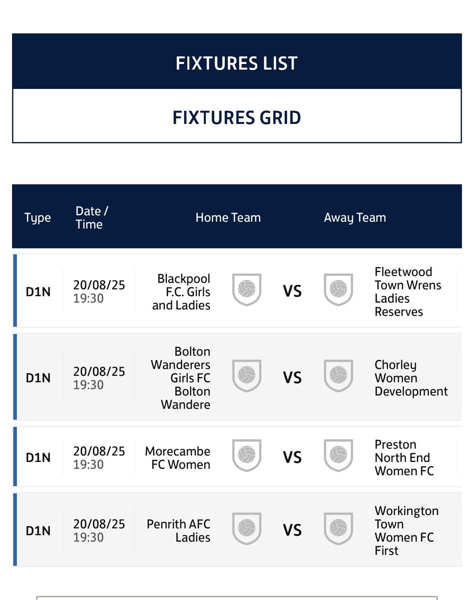 NWwomen_league's tweet photo. Wednesday night fixtures
#midweekgames #womensfootballgames #northwestwomensfootball #tiers5and6 https://t.co/eb367tb08I