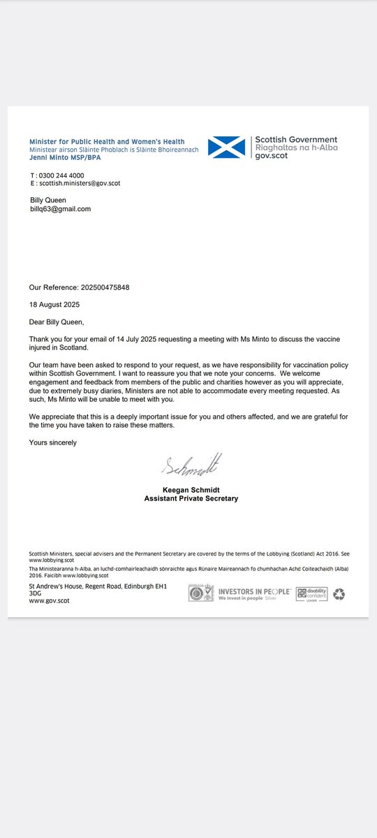 Vaccine injured Scotland (@aviscotland) on Twitter photo We recently wrote to <a href="/jenni_minto/">Jenni Minto MSP</a> asking her to meet with the charity. She had someone write back and say sorry we can't meet with those who have been injured. I have posted the reply below. Read it for yourself. We recently wrote to <a href="/jenni_minto/">Jenni Minto MSP</a> asking her to meet with the charity. She had someone write back and say sorry we can't meet with those who have been injured. I have posted the reply below. Read it for yourself.