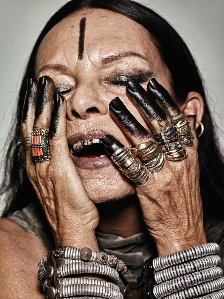 This is Michèle Lamy, the High Priestess of Hollywood. 

She is highly respected among celebrities and wealthy socialites. She is married to Rick Owens, who is known as The Lord of Darkness in the fashion industry.   

This is your rabbit hole for today