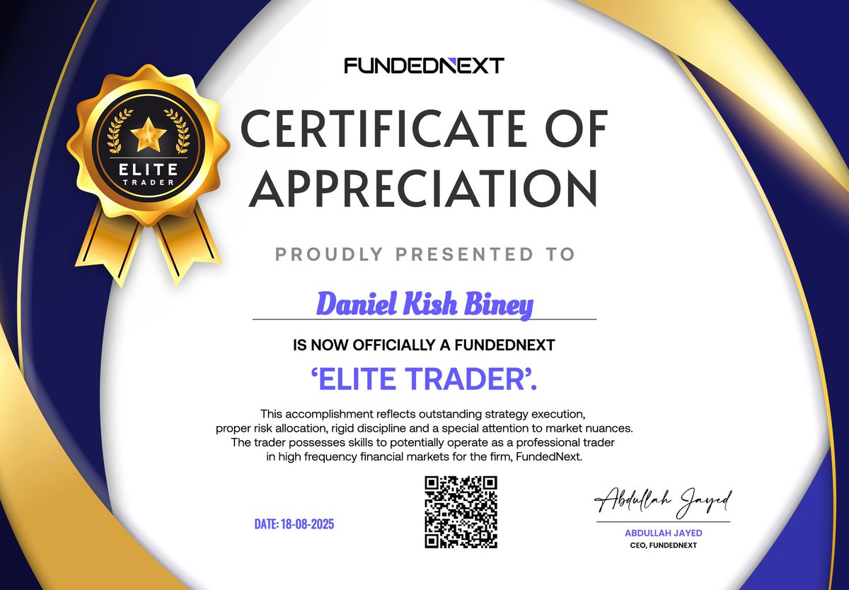 BineyStiles's tweet photo. "Discipline is the bridge between goals and success." 💪

I’ve officially PASSED Phase One of my $50,000 @FundedNext Challenge ✅🔥

The journey was tough, but discipline, patience &amp; resilience made it possible.
Phase Two—let’s go 🚀📈

#FundedNext #Motivation #TradingJourney https://t.co/cHub69R3VK