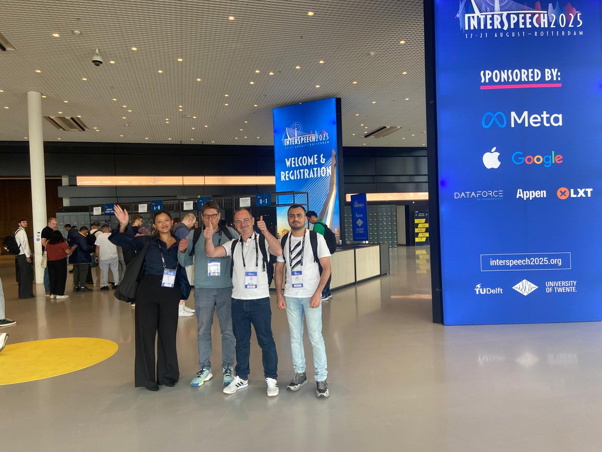 The SpeechTek lab  is at #Interspeech2025  with several papers . Do not miss: 
- <a href="/heyseraphina/">seraphina</a> on ASR-LLM in low-resourced lang.
- Abdul Hannan on efficient ASR 
- Darline Marx on speech disorderds in kids
- <a href="/Umberto_Senpai/">Umberto Cappellazzo</a>  on ACSR
- Our contributio to Granary

See you around.