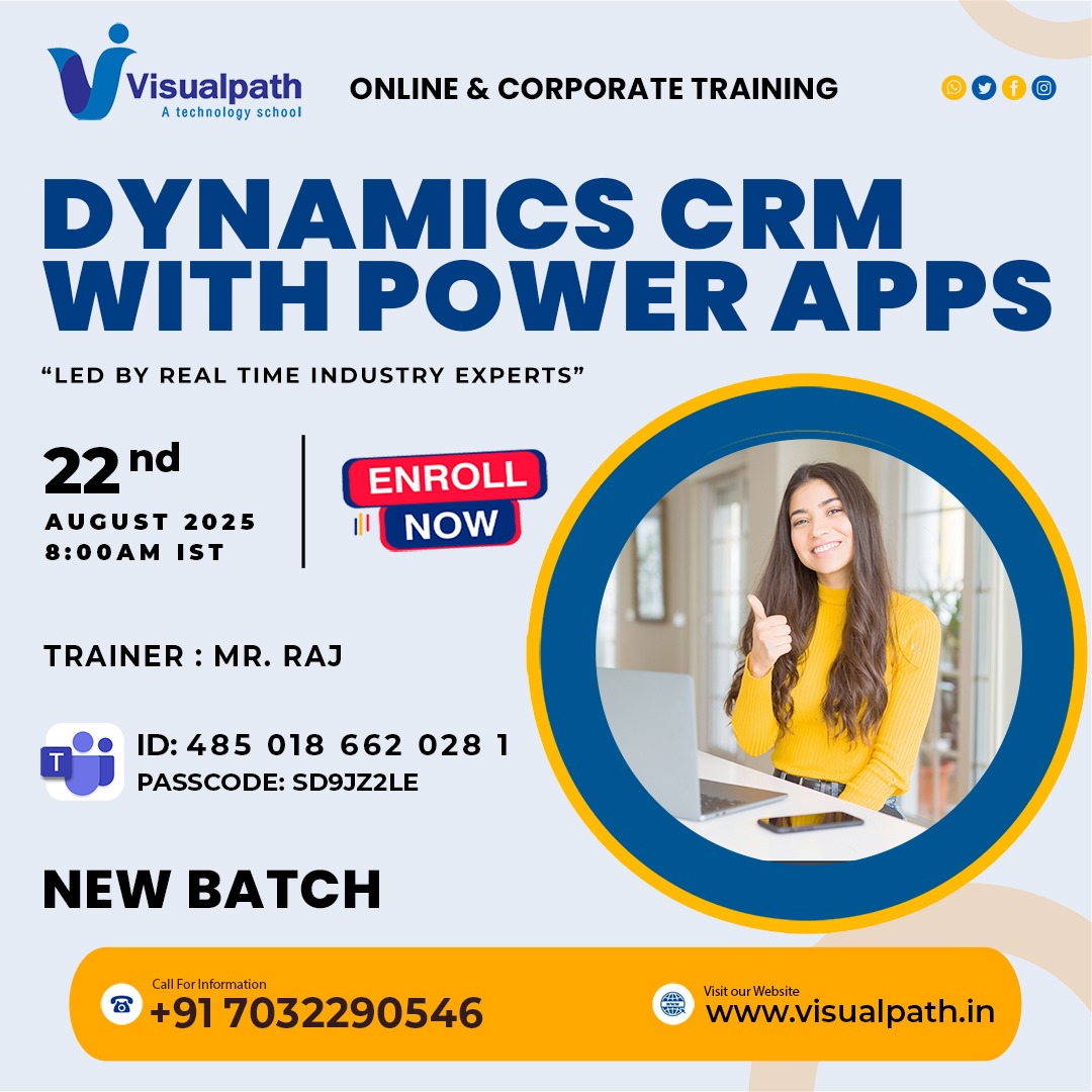 anikasharma98's tweet image. 🚀 Start your journey with Dynamics CRM &amp;amp; Power Apps!
📅 New Batch: 22nd Aug 2025 @ 8:00 AM IST
🎓 Trainer: Mr. Raj
🔗 Join Live Session: bit.ly/3JqfpsN
🆔 ID: 4850186620281 | 🔐 Passcode: Sd9jz2LE

#PowerApps #DynamicsCRM #OnlineTraining