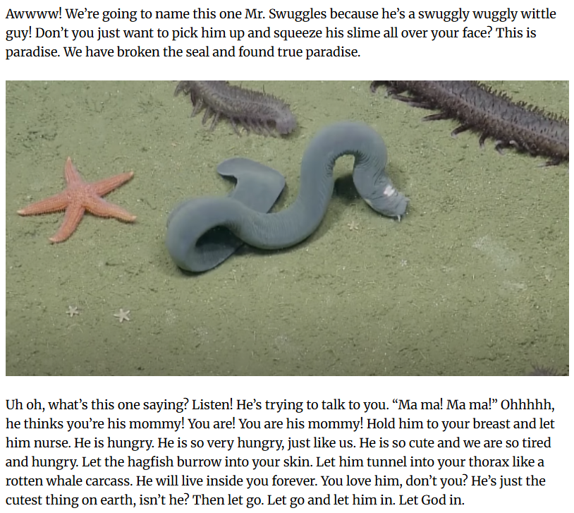 CussardAbsinner's tweet photo. Lovely piece of literature from the geniuses at Clickhole, hail to our new, slimy gods. https://t.co/1PZFIWCDAw