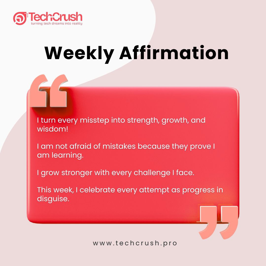 TechCrush.pro (@techcrushhq) on Twitter photo Repeat these affirmations with all your strength. 
Speak light into your week, because every word you declare has the power to shape your growth, fuel your confidence, and remind you that you’re always moving forward.
#TechCrush Repeat these affirmations with all your strength. 
Speak light into your week, because every word you declare has the power to shape your growth, fuel your confidence, and remind you that you’re always moving forward.
#TechCrush