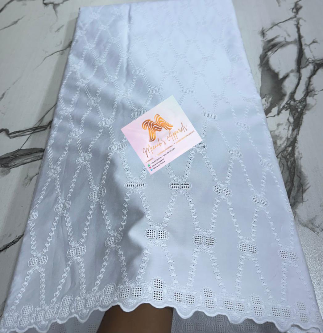 You want a good quality fabrics?, I gatchyu
The texture?, exceptionally beautiful you want that luxury look, for agbada or for kaftan, don't think twice, let us help you get it to your tailor asap
Fabric name: Luxury Swiss polish
Available in different colors 
Price: 170k for 5 y