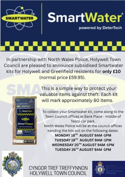 Still time to call today for your Smartwater Kit for only £10.00...also available Tuesday and Wednesday this week.