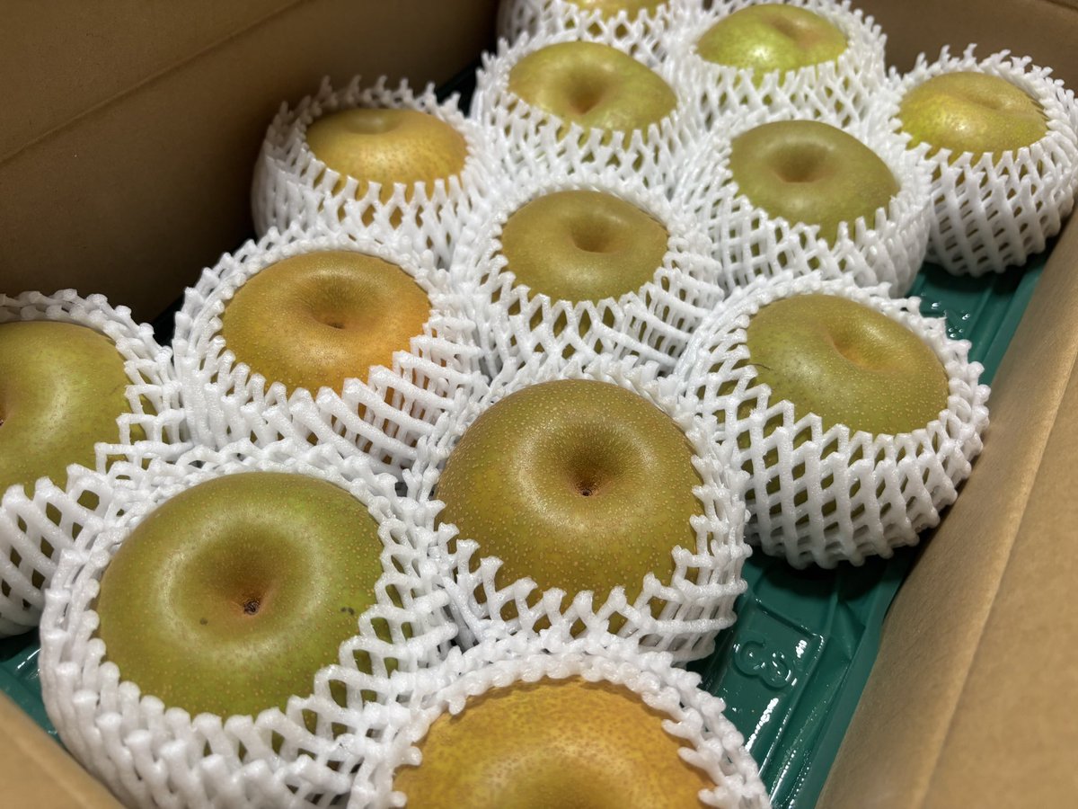 梨が届いたぁ！！！\(*ˊᗜˋ*)/♡いつもありがとね✨️✨️いっぱい食べます🩵