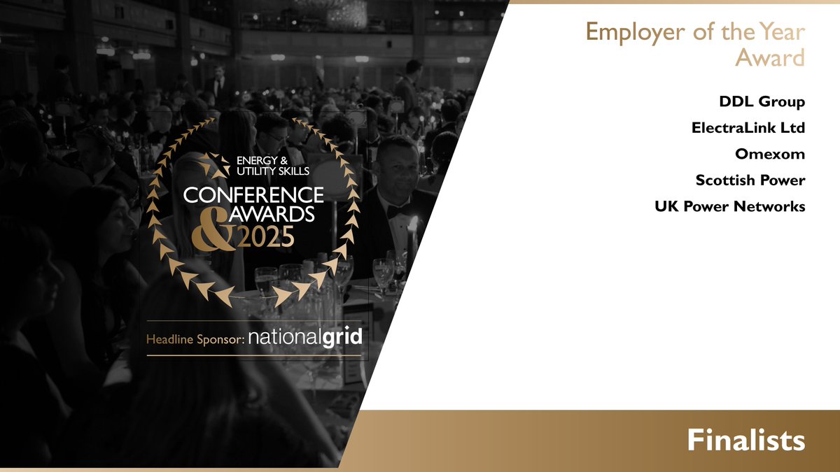 We are delighted to announce the finalists for the “Employer of the Year Award”.

A huge congratulations to:
DDL Group
Omexom
<a href="/ScottishPower/">ScottishPower</a>
<a href="/UKPowerNetworks/">UK Power Networks</a> 

Check out all of the finalists for all awards here: euskills.co.uk/energy-utility…