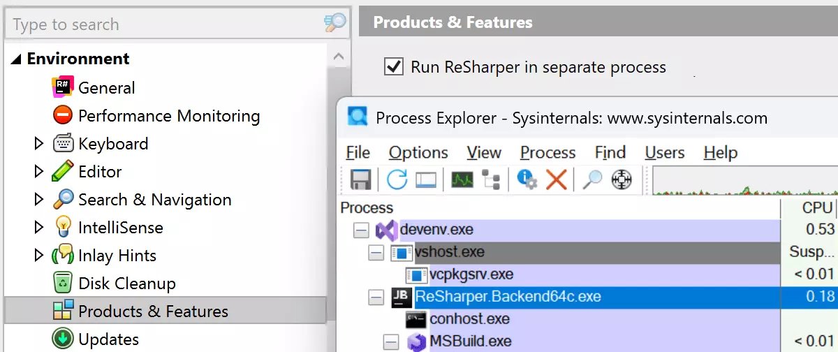 🔥It’s finally here!
ReSharper 2025.2 introduces Out-of-Process mode, decoupling ReSharper from Visual Studio’s process for better stability, a smoother typing experience, and more performance gains in the future.

More about performance improvements in ReSharper 2025.2 here: