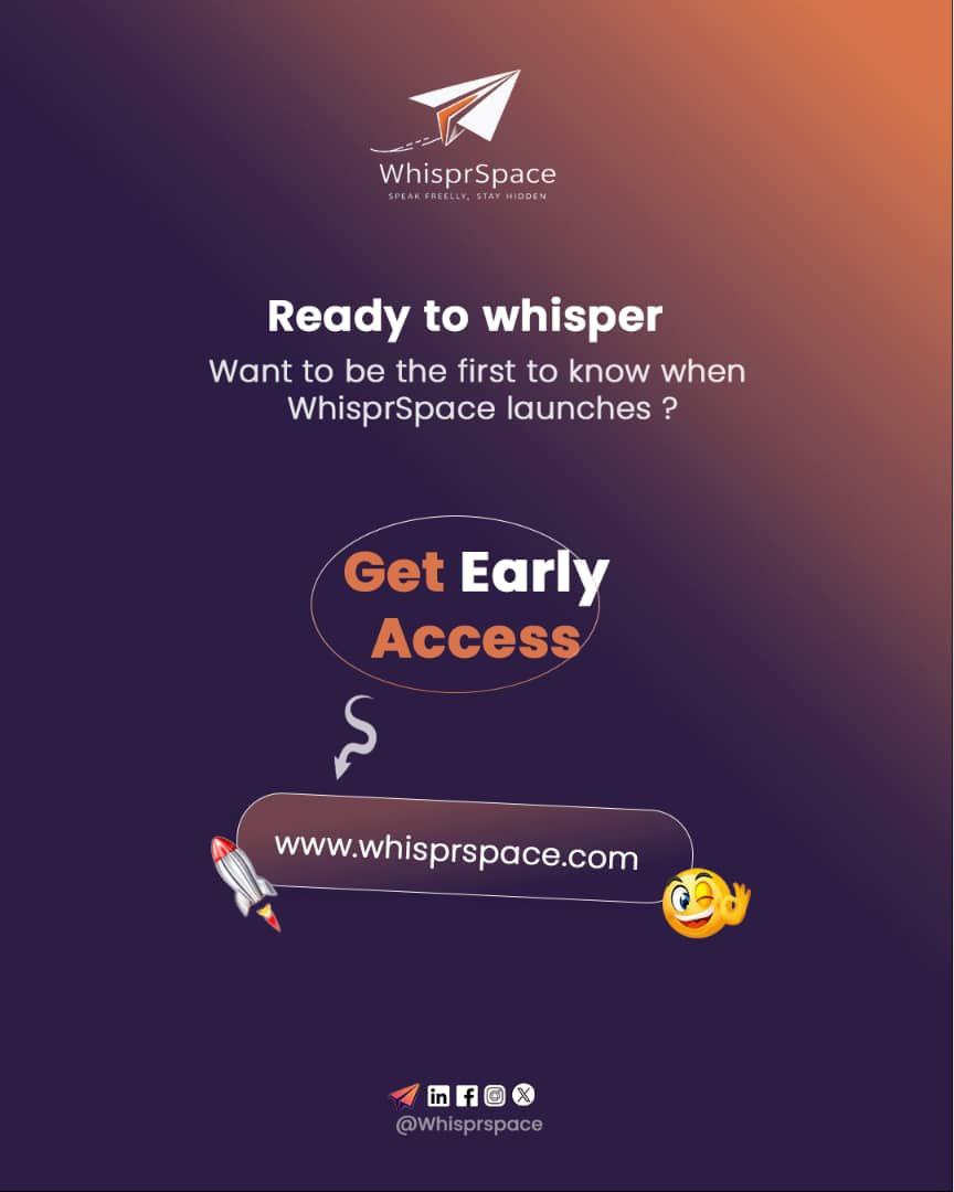 whisprspace's tweet photo. Anonymity ✅
Community ✅
Freedom to speak ✅
That’s WhisprSpace.
We’re not just building an app, we’re building a movement.
🚀 Early access → https://t.co/AdnTfUnu7n
#whisprspace #Innovation #technology #SoftwareDevelopment  #programming #SocialMedia #speakingmytruth https://t.co/jNAHUx2pey