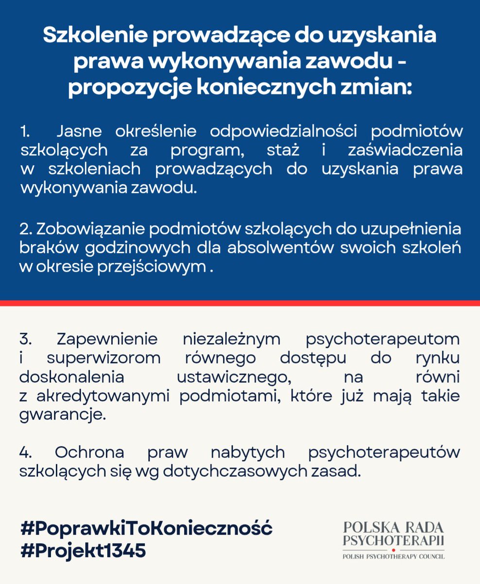 Pozostajemy zaangażowani w prace legislacyjne przedstawiając propozycje poprawek np. w art.10 oraz art.179 i 180.
#zawódpsychoterapeuta 
facebook.com/share/p/16he49…
<a href="/MGolbik/">Marta Golbik</a> <a href="/Napieralski_G/">Grzegorz Napieralski</a> <a href="/jciesz/">Janusz Cieszyński</a> <a href="/glorekposel/">Grzegorz Lorek</a> <a href="/NPietrykowski50/">Norbert Pietrykowski</a> <a href="/jolantazieba/">Jolanta Zieba-Gzik</a> <a href="/lubczyk_radek/">Radosław Lubczyk</a> <a href="/aK_Sojka/">Katarzyna Sójka</a> <a href="/KancelariaSejmu/">Sejm RP🇵🇱</a>