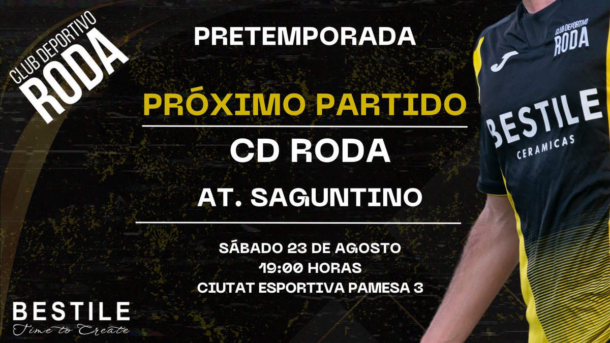 cdroda's tweet photo. ¡Mañana hay más fútbol 🥵! ¡Esto no para 🔛!

🆚 @AtcoSaguntino 
📅 Sábado 23 de agosto
⌚ 19:00 horas
🏟️ Ciutat Esportiva Pamesa 3

#CDRoda #SomRoda https://t.co/XgClXXi8ug