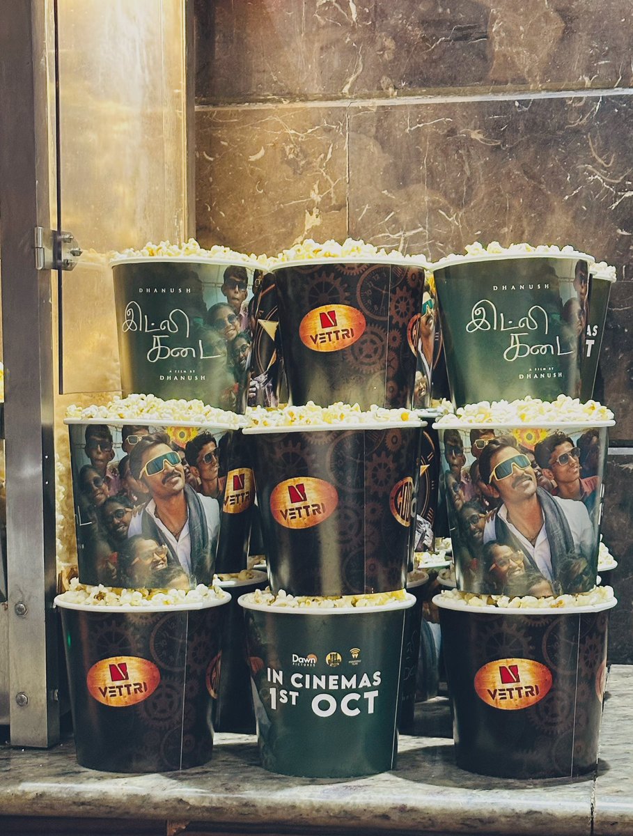 Grab your #IdliKadai Pop Corn Tubs now in #Vettri Chrompet … 

<a href="/DawnPicturesOff/">DawnPictures</a> <a href="/wunderbarfilms/">Wunderbar Films</a> <a href="/dhanushkraja/">Dhanush</a>