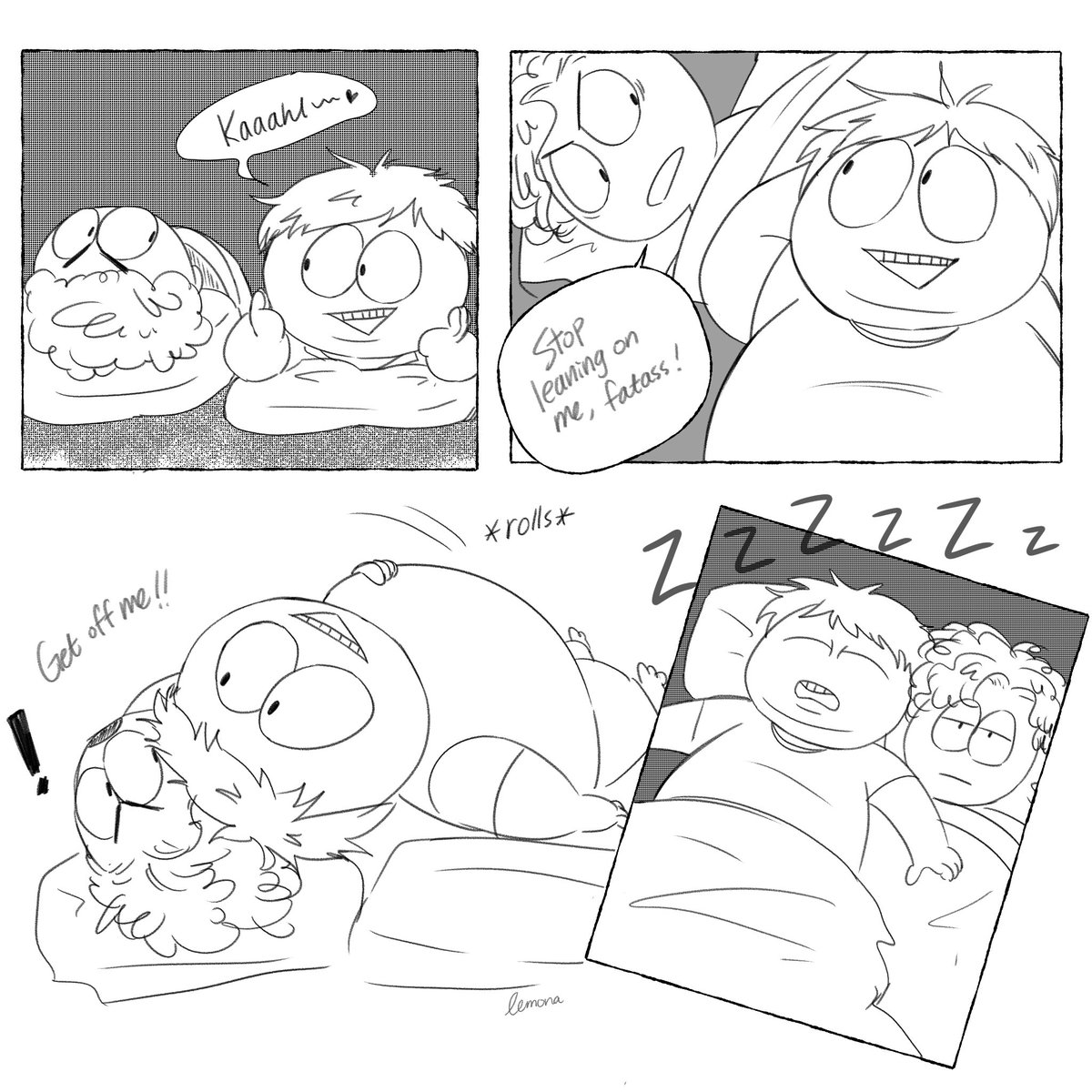 leMona3333's tweet photo. Aaaaand this is why Kyle didn’t get enough sleep at night. The constant pestering.
#sptwt #southparkfanart #spkyman https://t.co/zt5m0ulwZi