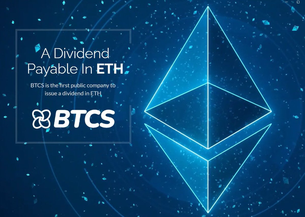 I'm thrilled to share that BTCS will pay shareholders a one-time blockchain dividend, or “Bividend,” of $0.05 per share in Ethereum (ETH). In addition, we are offering a one-time $0.35 per share Ethereum loyalty payment to shareholders who move their shares to book entry with our