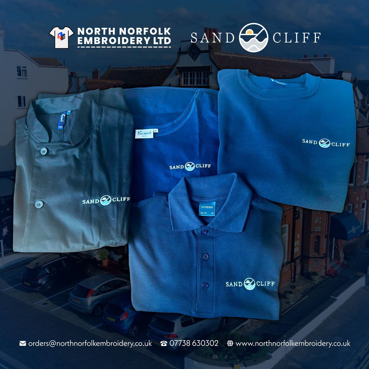 norfolkembroid's tweet photo. Recently completed embroidery work for the 𝐒𝐚𝐧𝐝𝐜𝐥𝐢𝐟𝐟 𝐇𝐨𝐭𝐞𝐥, 𝐂𝐫𝐨𝐦𝐞𝐫. This is a new customer of ours and it's a real pleasure bringing their branding to life with a professional finish. 🤝

#clothes #clothing #garment #garments #work #working #workwear #team https://t.co/ShgHLKCwJ3