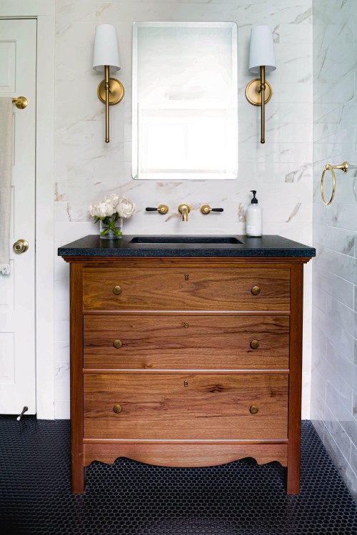 AdeleDesigner's tweet photo. Bringing a classic style to a new build is a wonderful custom feature. We are awed by this vintage vanity and marble surround for a guest bathroom design. #MondayMotivation

#bathroominspo #interiordesigner #bathroomdecor #interiordesign #bath #bathroom #bathroominspiration https://t.co/qEnrZQxrBS