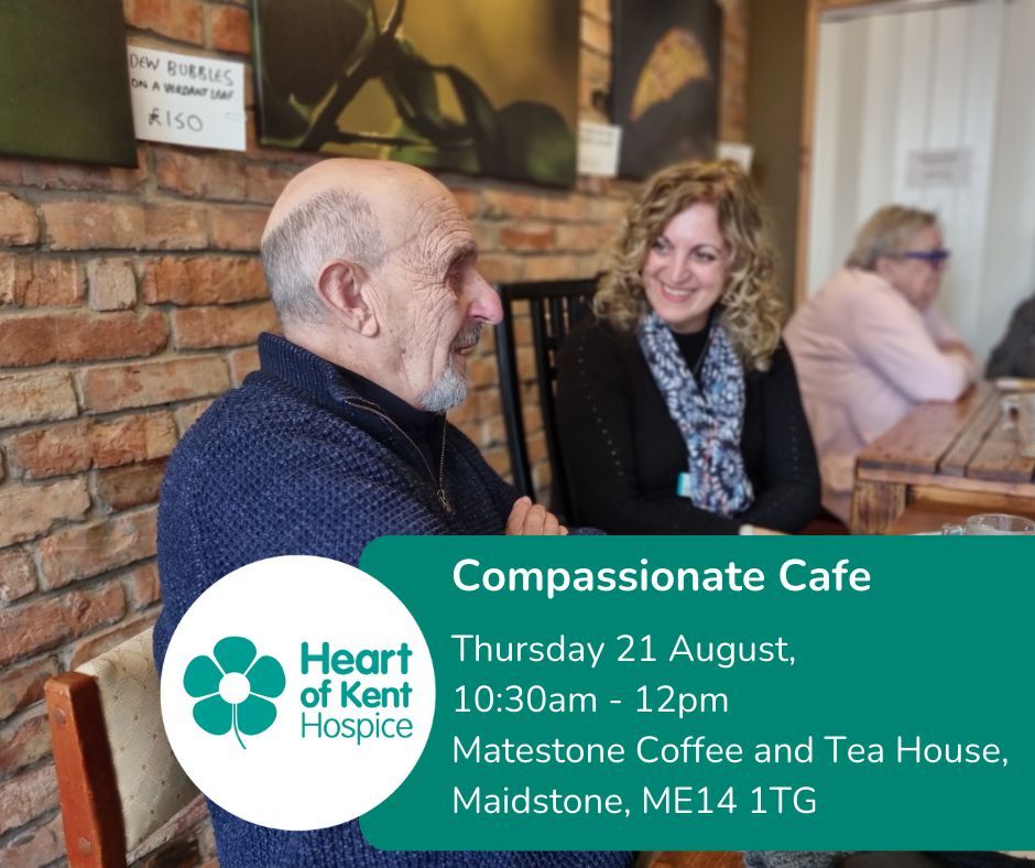 Everyone is welcome at the Compassionate Cafe in #Maidstone this Thursday!

The #Compassionate Café provides a warm welcoming space for members of the community to come together when they have been affected by any type of loss or loneliness. 

More: hokh.org/events/