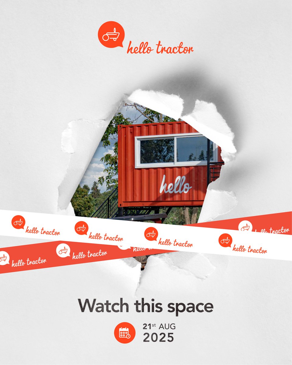 HelloTractor's tweet photo. Mark your calendar – August 21st 2025
We’re expanding our footprint in Rwanda with a new mechanization hub .
Stay tuned for the reveal!
#HelloTractor #HelloTractorAfrica #GrowingTogether #HelloTractorRwanda #Mechanization #RwandaAgriculture https://t.co/yn6hsQwn85