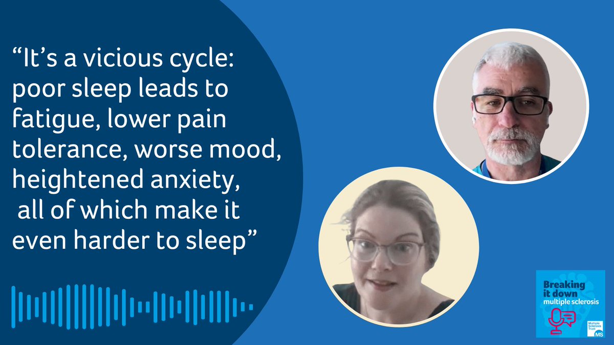 MSTrust's tweet image. Podcast: why can’t I sleep? Night-time #MS symptoms uncovered

If you live with #MultipleSclerosis and struggle to get a good night sleep, this episode is for you.

mstrust.org.uk/information-su…