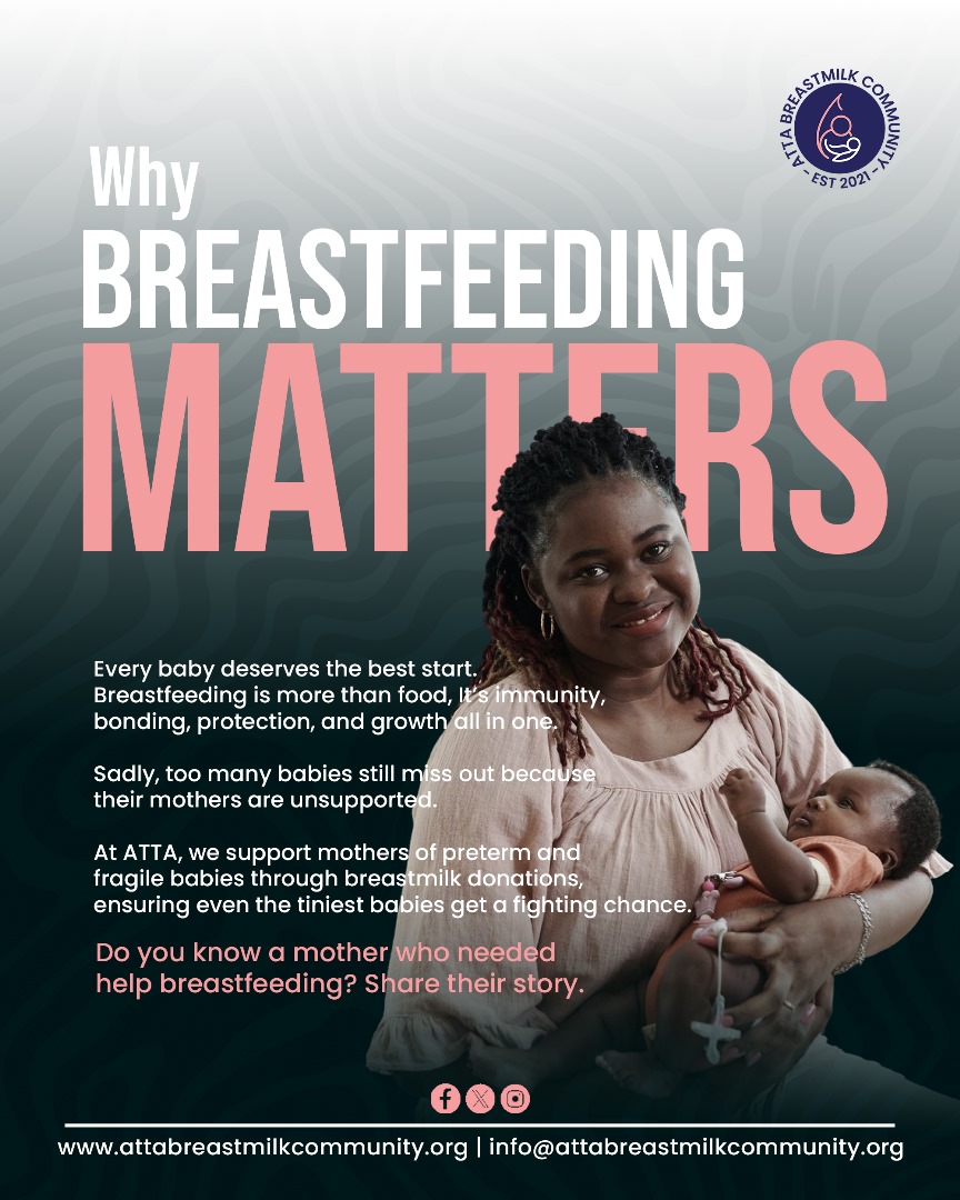 ATTABreastmilk's tweet photo. Breastmilk is a baby’s first protection and best nutrition yet many still underestimate its importance.
Is it lack of awareness, support, or systems failing mothers? Why do you think that is?
#WBW2025 #ATTACommunity #Breastfeedingsupport https://t.co/ZjcOseQ93H
