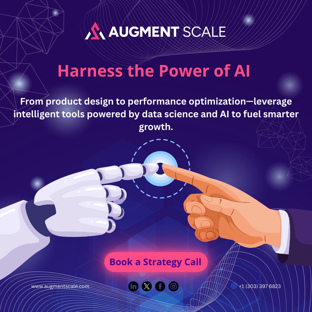 augment_scale's tweet image. Combining data science and AI to enable next-gen product design, streamline operations, and drive measurable impact

📞Book a call &amp;amp; explore what AI can do for you:
augmentscale.com

#ProductDesign #AIForBusiness #SmartScaling #DataScience #AutomationStrategy #AugmentScale
