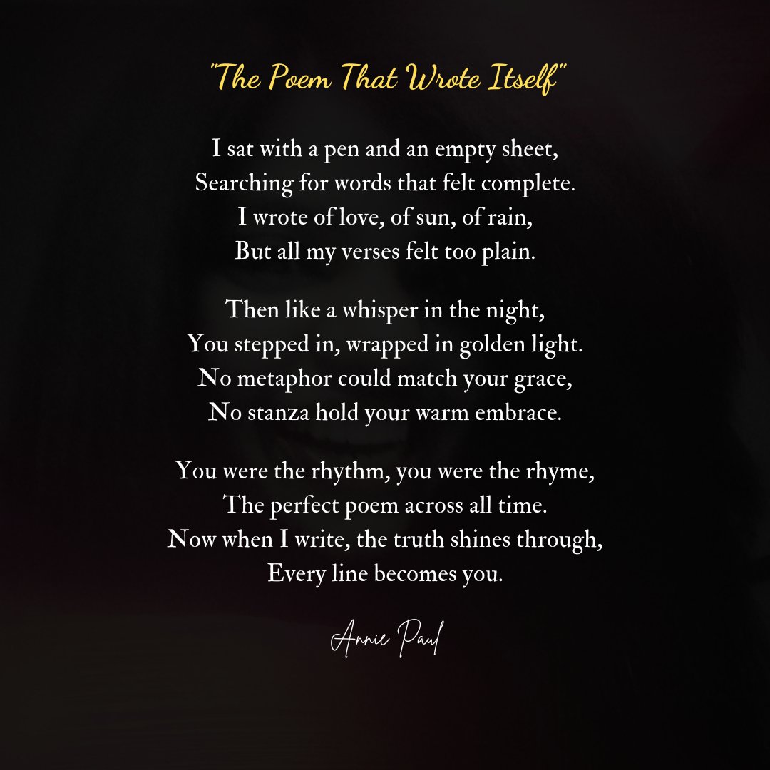 anniesmusingz's tweet photo. He wasn't just words on a page - he was the entire language of my soul. - Annie Paul

#love #romance #longing #writing #feelings #heart #muse #dreams #passion #inspiration #beauty #yearning #poetrycommunity #poetrylovers #poetrytwitter #POEMS #poetry #poem #WritingCommunityer https://t.co/LGyjh9IRoJ