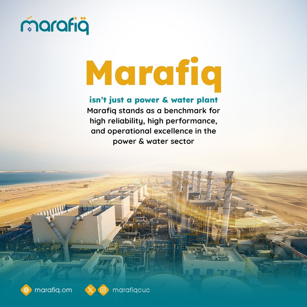 MarafiqCUC's tweet photo. At Marafiq, we don’t just provide power and water. We deliver stability, growth, and long-term value. Every operation is a step toward a more sustainable and reliable future .
#Marafiq #Sustainability #CleanEnergy #Duqm #Oman https://t.co/dXUNlkqrHD