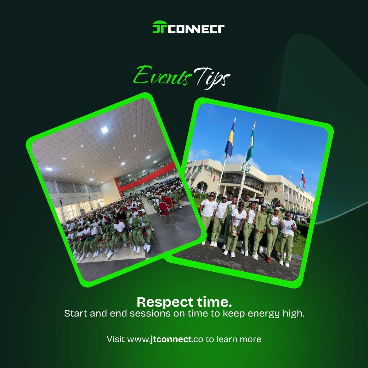 jtconnect2's tweet image. 🎯EVENT TIP

Engagement beats length.

Keep sessions short, interactive, and value-packed. Long events drain energy. Also, make every minute count!

Follow @jtconnect2 for more event tips and visit us @ jtconnect.co for event hosting

#EventTips | #JTConnect