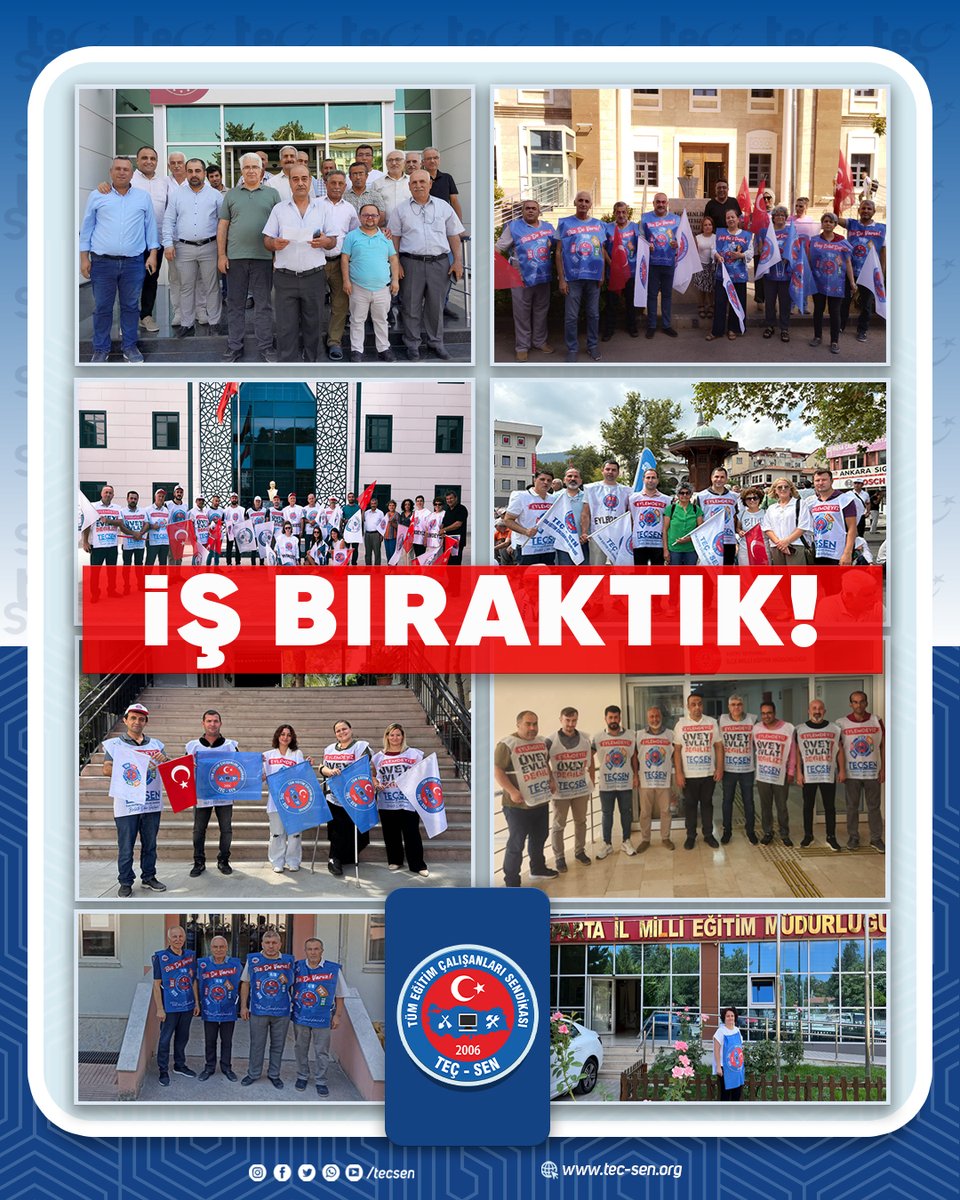 tecsen's tweet photo. 📢TOPLU SÖZLEŞMEDE SEFALET MAHKUM EDİLEN MEMUR VE EMEKLİLERİ İÇİN TÜRKİYE GENELİNDE 1 (BİR) GÜN SÜREYLE  İŞ BIRAKTIK!

8.Dönem Toplu sözleşme sürecinde hükümetin önerdiği rakamlar, memuru yokluğa ve açlığa teslim eden bir anlayışın yansımasıdır. Memurun emeğini ve haklarını hiçe sayan bu teklif, sadece ekonomik olarak yetersiz kalmakla kalmayıp, çalışma barışını zedeleyen ve kamu hizmetinin kalitesini tehlikeye atan bir yaklaşımın göstergesidir. Bu teklifi kabul etmiyoruz.

#SefaletTeklifineCevabımızGrev #TEÇSEN #Kamu #memur #eğitimçalışanları #işbırakma
#devletmemurlarıkonfederasyonu #TopluSözleşme2025 #YeniNesilSendikacılık #SiyasetsizSendikacılık #Adalet #Liyakat #Hakikat #teçsen #BirlikteGüçlüyüz #BirlikteBaşaracağız #3600ekgösterge #yhs #emekli #memur #kamu