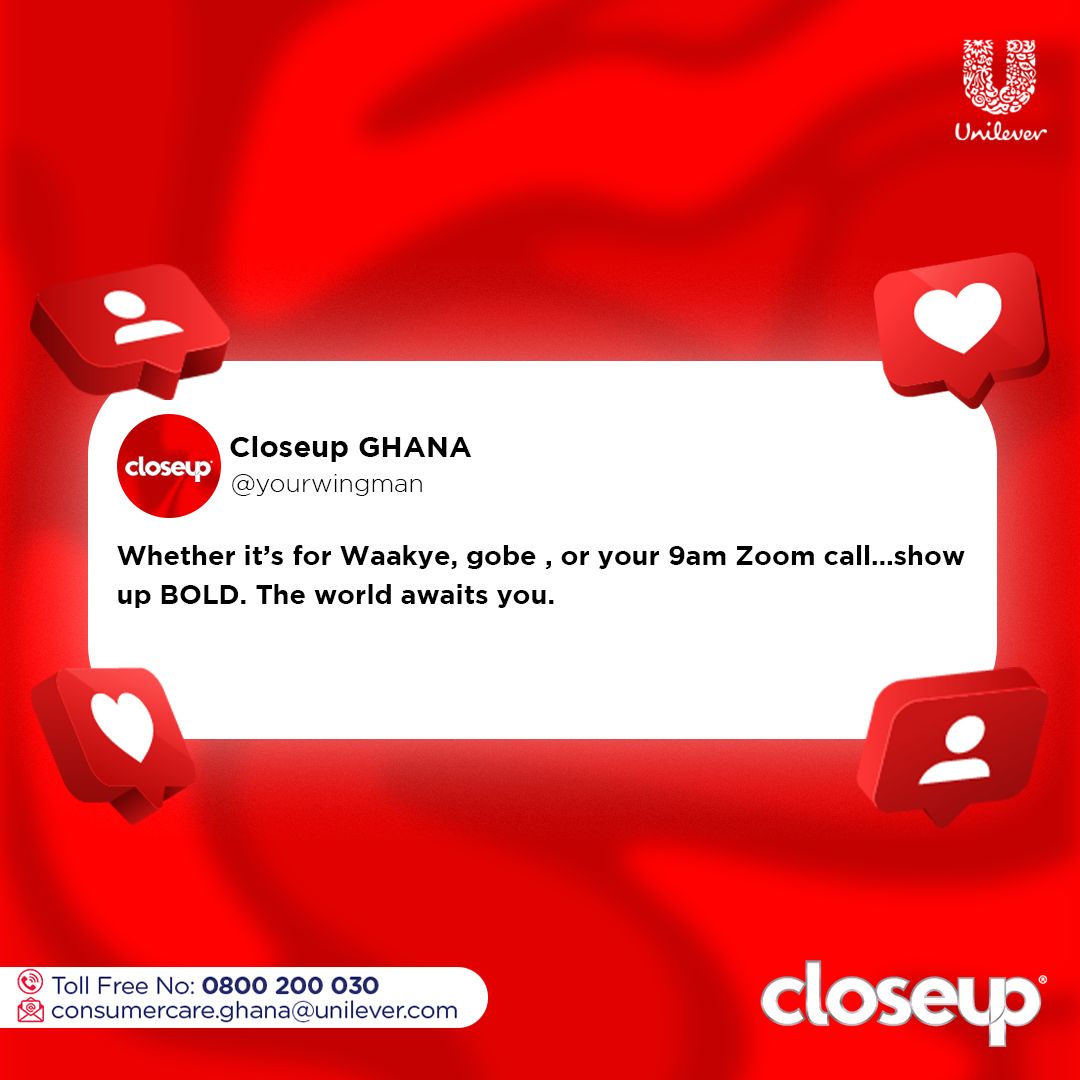 New week new energy! No excuses!  Lets gooooo.🥳🥳

Consumer care line: Toll-free (0800200030)  
Email: (Consumercare.Ghana@unilever.com)