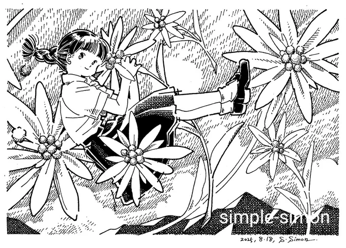 本日の1枚
「エーデルワイス」
歌が有名ですね☺️
たまには横長の絵を。 