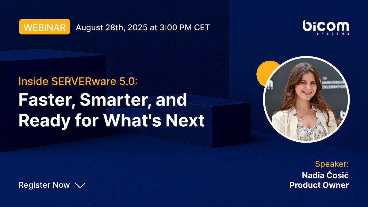 Ready for faster storage, better monitoring, and smarter VPS management?
SERVERware 5.0 is almost here and we're hosting a webinar to walk you through what's new.

📅August 28, 2025
🎙 Featuring Nadia Ćosić, Product Owner
🔗Register now: bicom.zoom.us/webinar/regist…