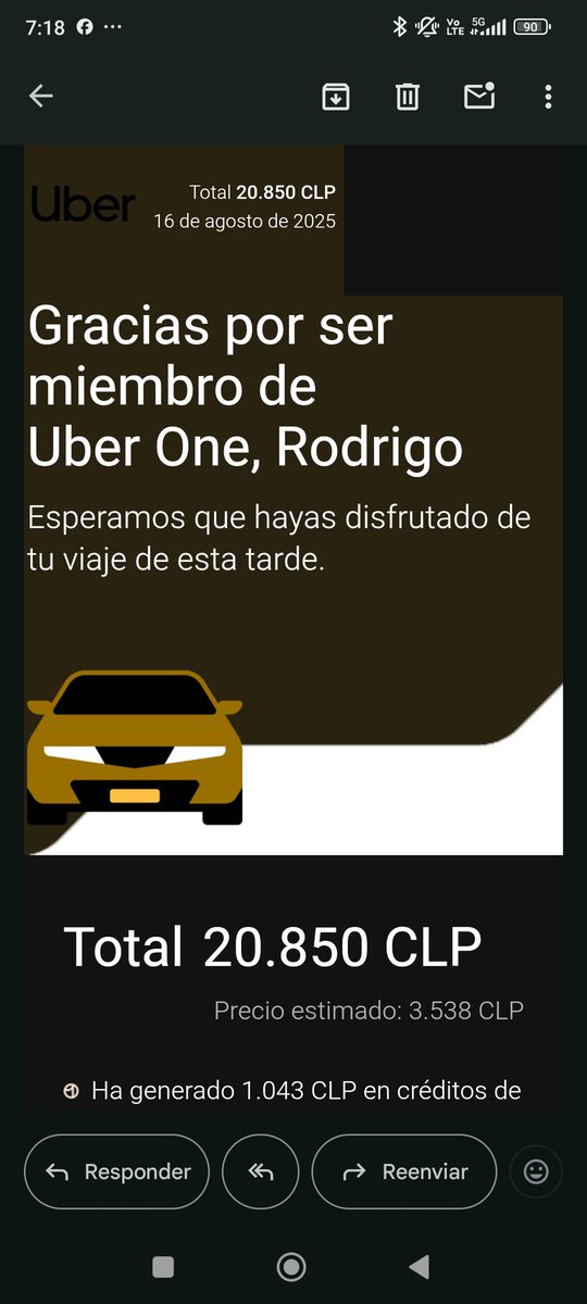 rfchp's tweet photo. @Uber_Chile @Uber_Support Señores el día sábado realice un viaje habitual de nos mas de 30 minutos, la aplicación indico una tarifa de $ 3.538 pesos, resulta que ayer me llego la boleta por $ 20.850 pesos, indican que el viaje duro 4 hrs. No hay mapa del viaje.  @SERNAC https://t.co/xp5Ad3WGEi