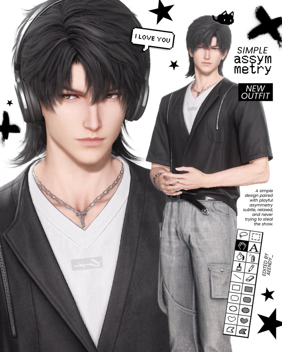 — ★ 𝘚𝘐𝘔𝘗𝘓𝘌 𝘈𝘚𝘚𝘠𝘔𝘌𝘛𝘙𝘠 .ᐟ  
      ↳ new boys daily outfit 

🖇️ #ladstwt | #LoveandDeepspace