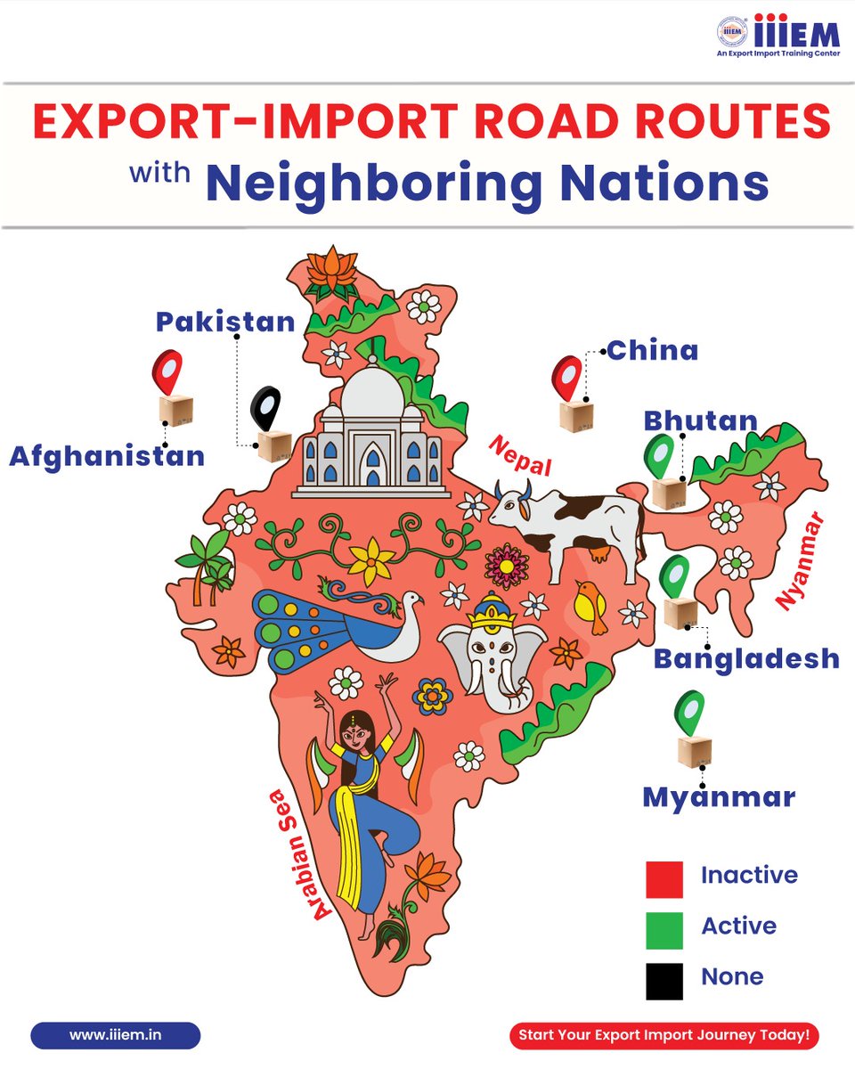 iiiemexim's tweet image. 🌏Building Bridges Beyond Borders! 🚛

India shares strong road trade connections with its neighboring nations - opening doors to endless Import-Export growth.

At iiEM, we guide you to explore these routes and grow your business globally. 🚀📦

#Logistics #GrowWithiiEM #iiEM